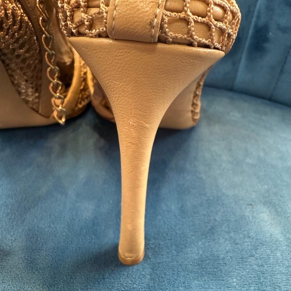 Bottega Veneta Mesh Chain Heels Size 40 Nude Gold Designer Luxury Made in Italy - Picture 8 of 11